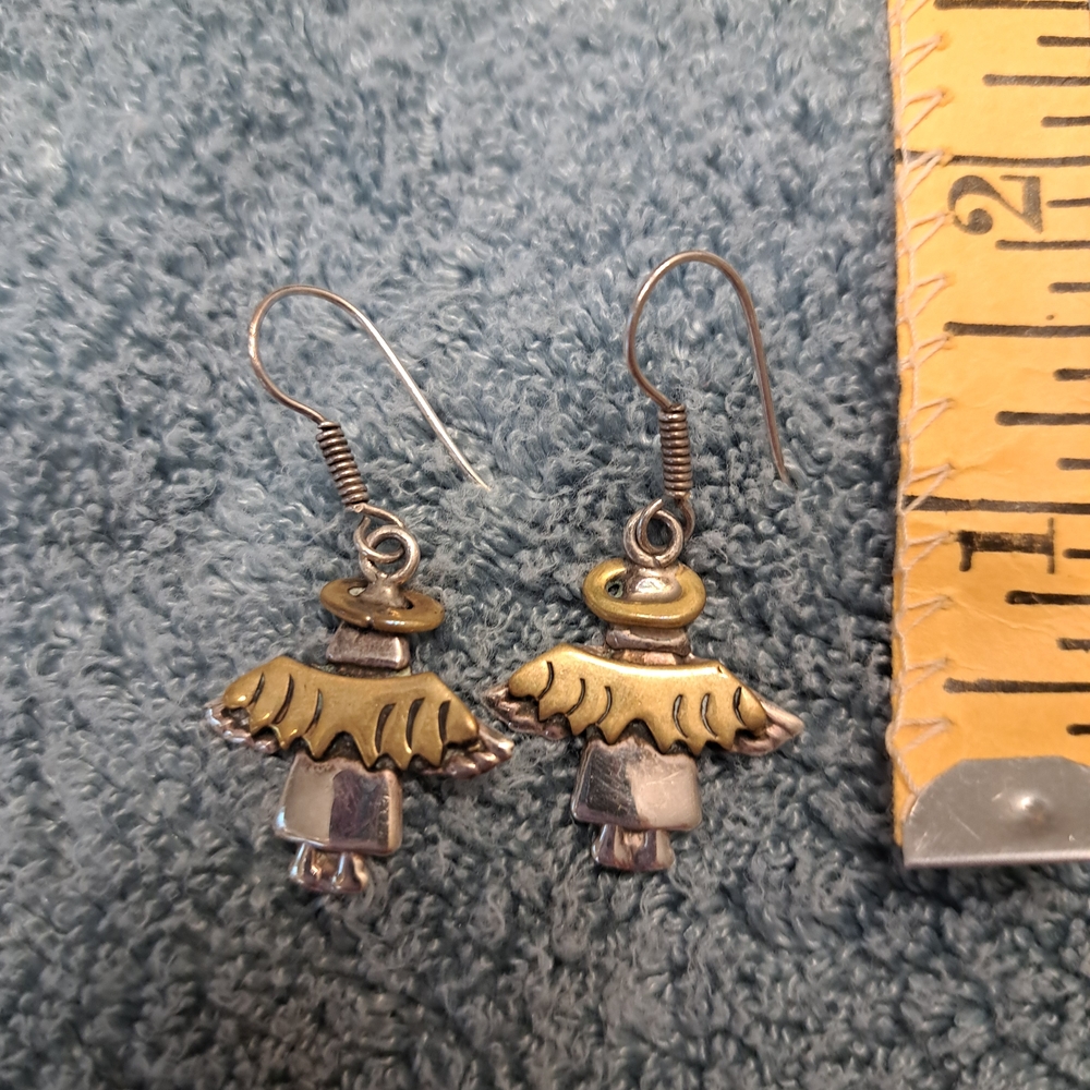 Charming Two-Tone Angel Earrings
